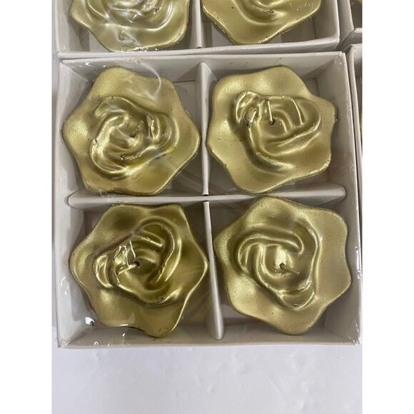 Set of 4 Gold Rose Floating Candles, Metallic Decor, Elegant Centerpiece Accents - Picture 6 of 11